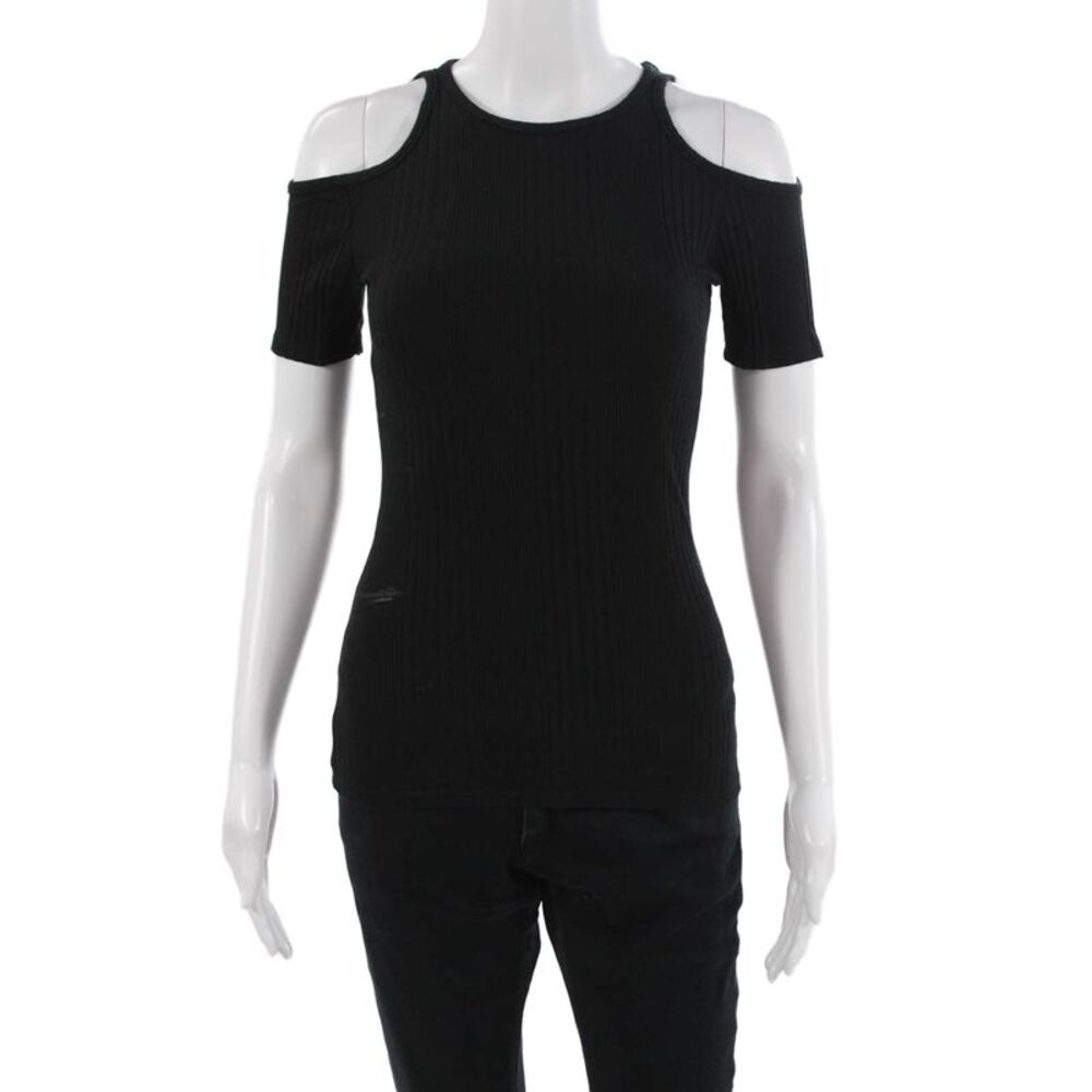 Frame Shirt Womens Basic T-Shirt Black Short Sleeve Round Neck Size S